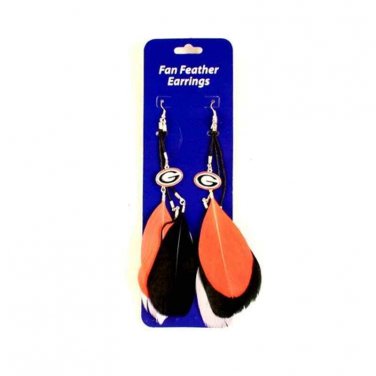 NCAA Georgia Feather Earrings Licensed Bulldogs Pair Team Fan Red UGA