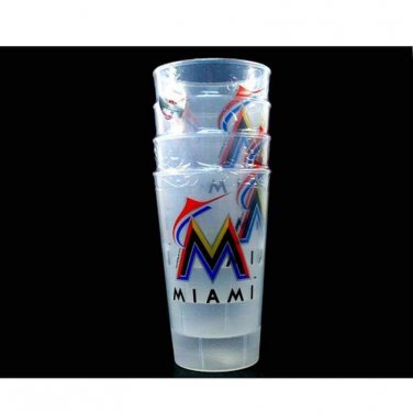 MLB Marlins Tumblers Cups (4) Set Acrylic Retro Florida16oz Logo Miami Printed