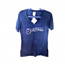 MLB Brewers Womens T SHIRT Large Milwaukee Baseball Navy Short Sleeve New Logo
