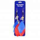 NCAA Kansas Jayhawks Dangle Feather Earrings Licensed Pair Team Fan Blue Red