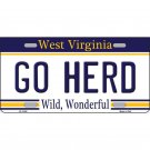 NCAA Thundering Herd License Plate Metal Sign Football New Car Marshall WV