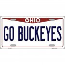 NCAA Go Buckeyes License Plate Tag Metal Ohio White Sign Retro Big Ten Bar New