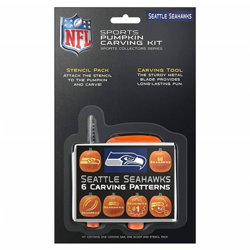 NFL Seahawks Pumpkin Carving Kit Seattle Team Logo 6 Designs Stencil