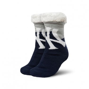 MLB Yankees Slipper Socks New York Stripe Logo Tall Footy Navy L New Series Soft