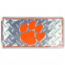 NCAA Clemson Diamond License Plate Chrome Auto Tigers Wall Art New ACC