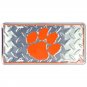 NCAA Clemson Diamond License Plate Chrome Auto Tigers Wall Art New ACC