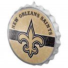 NFl Saints Bottle Cap Sign New Orleans Wall Round Man Cave Distressed Metal New