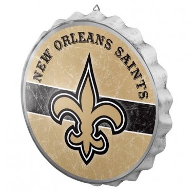 NFl Saints Bottle Cap Sign New Orleans Wall Round Man Cave Distressed Metal New