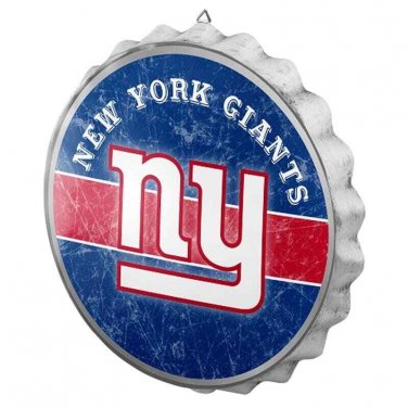 NFL Giants Bottle Cap Sign New York Wall Round Man Cave Distressed Metal