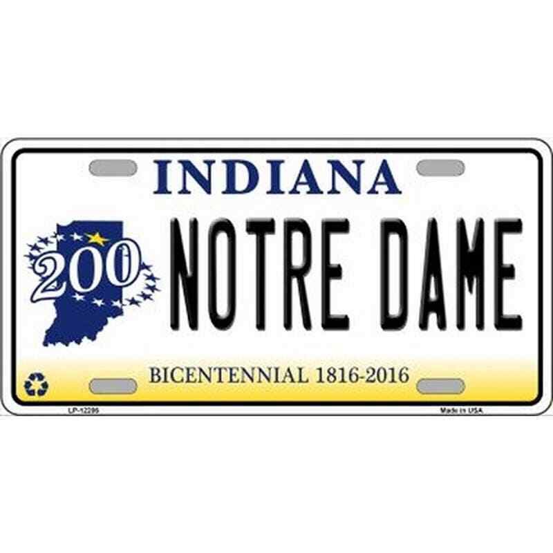 Placa Licença NCAA Notre Dame WinCraft - Preta 30x15cm