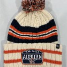 Auburn Tigers Beanie Cap w/ Pom Logo Knit Cuff New Stripe Patch Blue Unisex