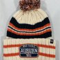 Auburn Tigers Beanie Cap w/ Pom Logo Knit Cuff New Stripe Patch Blue Unisex
