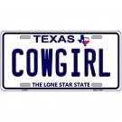 Texas Cowgirl License Plate Sign Wall Art Sign Metal Lone Star New Retro Auto