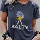 Womens T-Shirt 2X Navy Short Sleeve Salty Causal Crew New Washable Classic