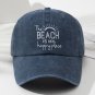 Beach Hat Navy Blue Adjustable Distressed Washed Women Beach Life Men New