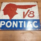 Pontiac V-8 Tin Metal Sign Retro Vintage 16" x 12.5" New