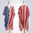 USA Cover-Ups Patriotic 250 Boho Beach Kaftan Blouse Top Shawl New Resort Sheer