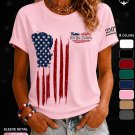 Pink USA America T-Shirt 250th Birthday US Flag Crew Casual We The People
