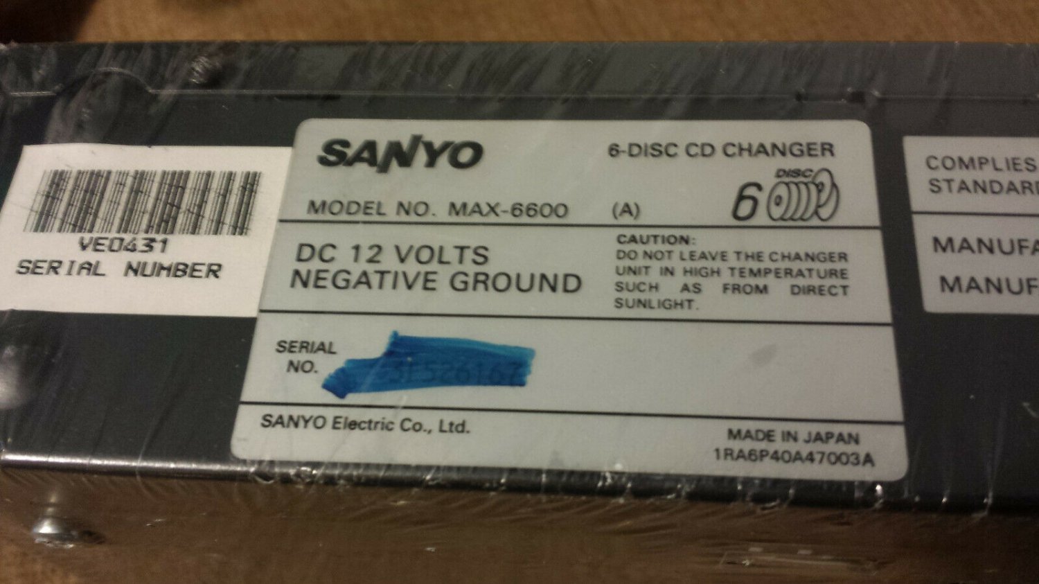 New Open Box NOB Sanyo MAX-6600 - Six Disc Auto CD Changer