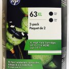 New Genuine HP 63XL Black 2PK Ink Cartridges, Deskjet 3631