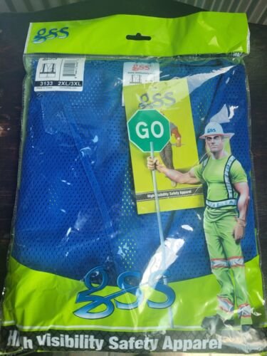 2x  GSS High Visibility Safety Apparel Zippered Vest Neon Yellow Mesh Size Large NIP