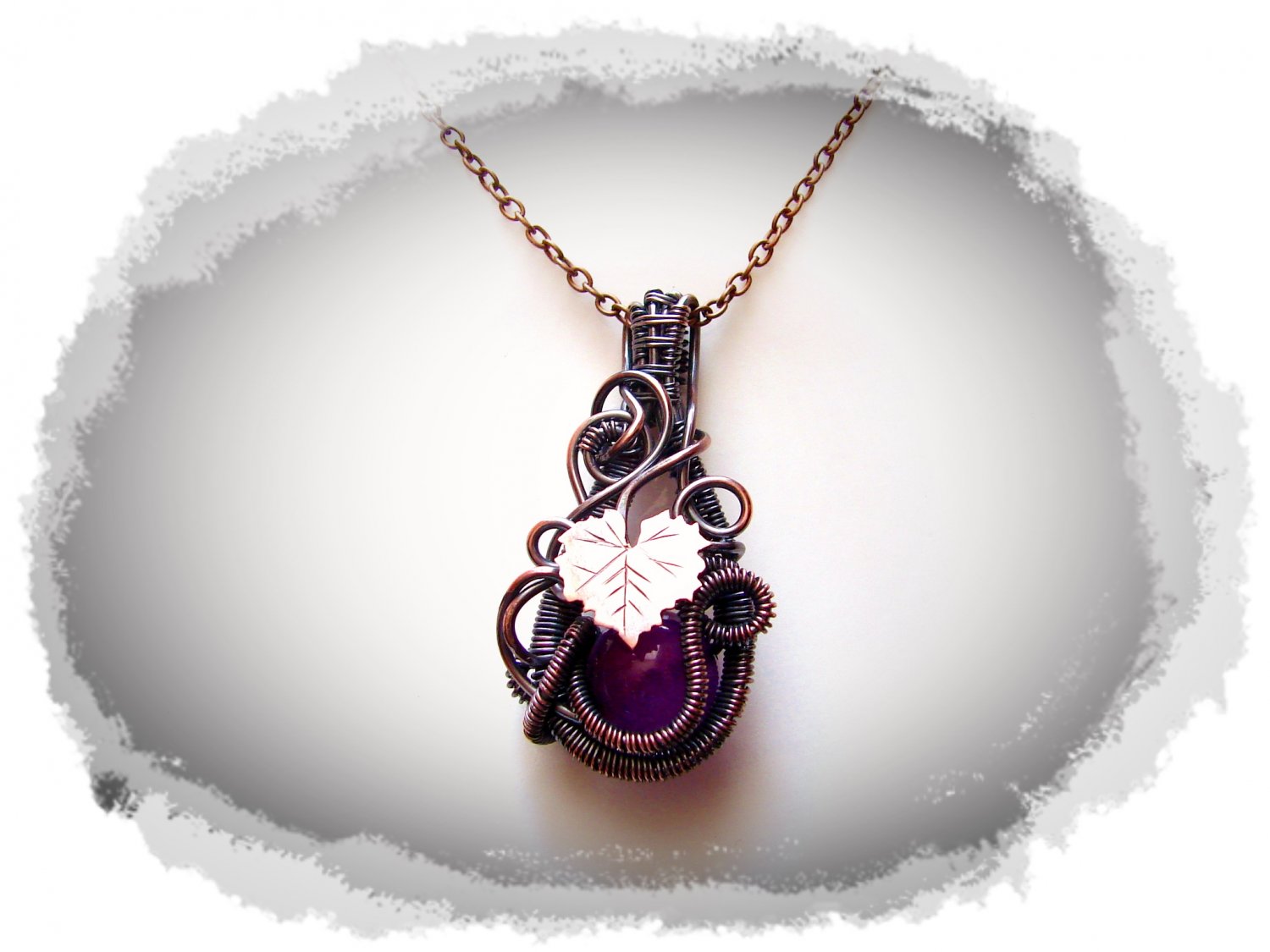 Necklace - Copper Teardrop with Leaf