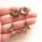 Copper earrings with flowers and butterflies