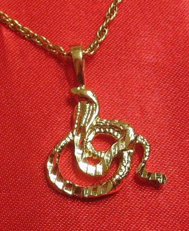 14K 14KT Double Gold Filled Cobra Snake Charm or Pendant