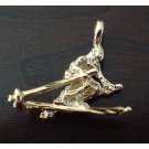 14K Double Gold Filled 3D Skier Charm/Pendant