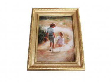 Country Walk by Donald Zolan Framed Miniature Lithograph 9 H x 7 W COA Litho