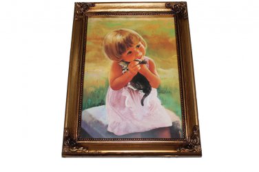 My Kitty by Donald Zolan Framed Miniature Lithograph 8-3/4 x 6-1/2 COA Litho