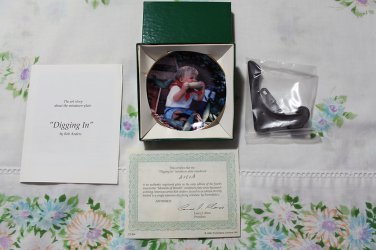Digging In by Rob Anders 3 1/4"" Miniature Collectors Plate COA & Stand