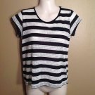 CONVERSE XS Hi-low Tunic Cotton MESH SHIRT Stripe Black White Shear Grunge