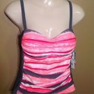 NEW WOMENS FREE COUNTRY GRAY PINK Adjustable TAKINI TOP SWIMSUIT SWIM Medium