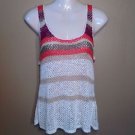 Maurices Medium Striped Orange Purple Chrochet Woven Mesh Tank Top Beach Cover