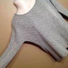 Olive & Oak Small Hi-Low Tunic Black Cream Chevron Herringbone Long Sleeve Shirt