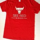 Chicago Bulls Men's Large See Red Soft Style Basketball Promotional T-shirt