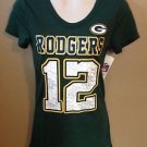 Women Junior Small Aaron Rodgers Green Bay Packers Metallic Jersey T-shirt NFL