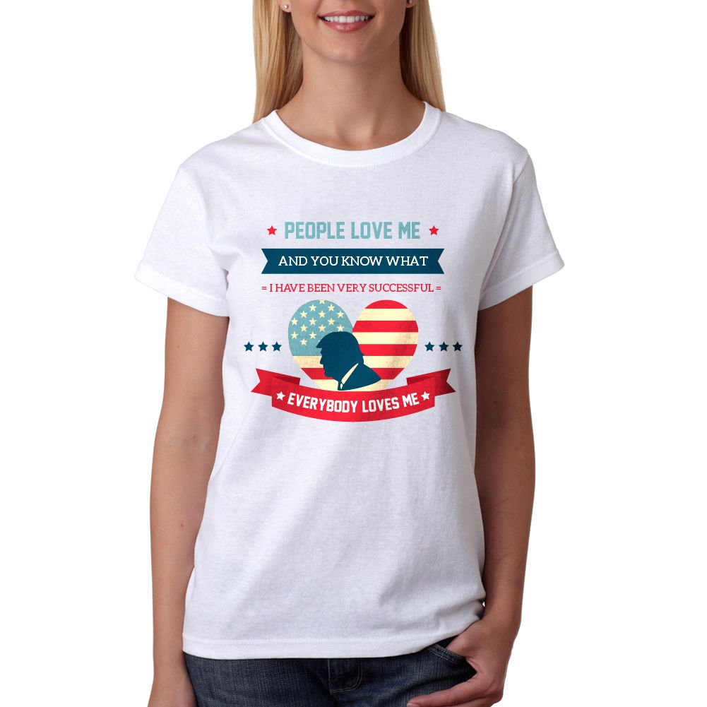 Tee Bangers People Love Trump Quote Women's White T-shirt NEW Sizes S-2XL