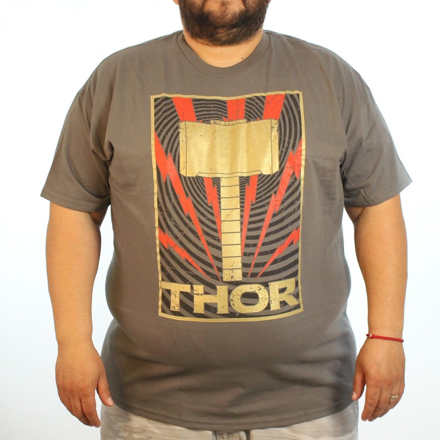 Marvel Thor Golden Hammer Men's Grey T-shirt New Sizes 2XL-3XL