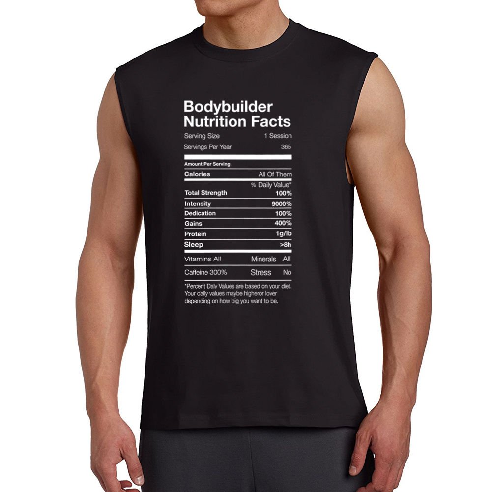 Tee Bangers Nutritional Facts  Men's Black Sleeveless NEW Sizes S-2XL