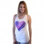 Devine 79 Galaxy Heart Junior's White Tank Top NEW Sizes S-M
