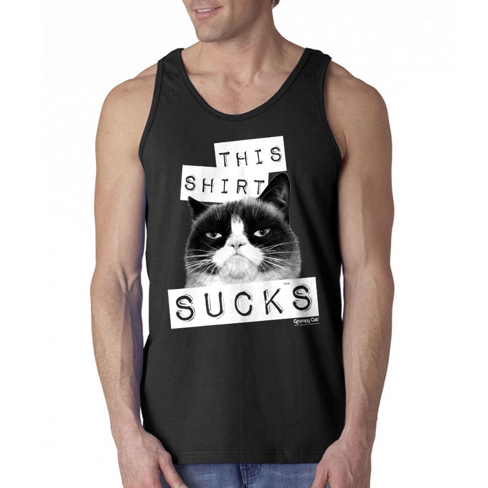 Grumpy Cat This Shirt Sucks Men's Black Tank Top NEW Sizes S2XL