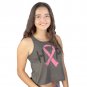 True Rock Hope Breast Cancer Ribbon Women's Charcoal Crop Tank NEW Sizes S-L