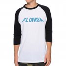 Florida USA State Men's White/Black Baseball Tee NEW Sizes S-2XL