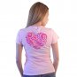 Three For Twelve Back Heart Design Junior's Pink T-shirt NEW Sizes M-XL