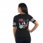 Disney Mickey & Minnie Sitting Junior's Black Jersey Atletic NEW Sizes S-XL