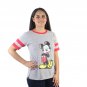 Disney Mickey Mouse Drawn Junior's Grey Jersey Stripes NEW Sizes S-XL