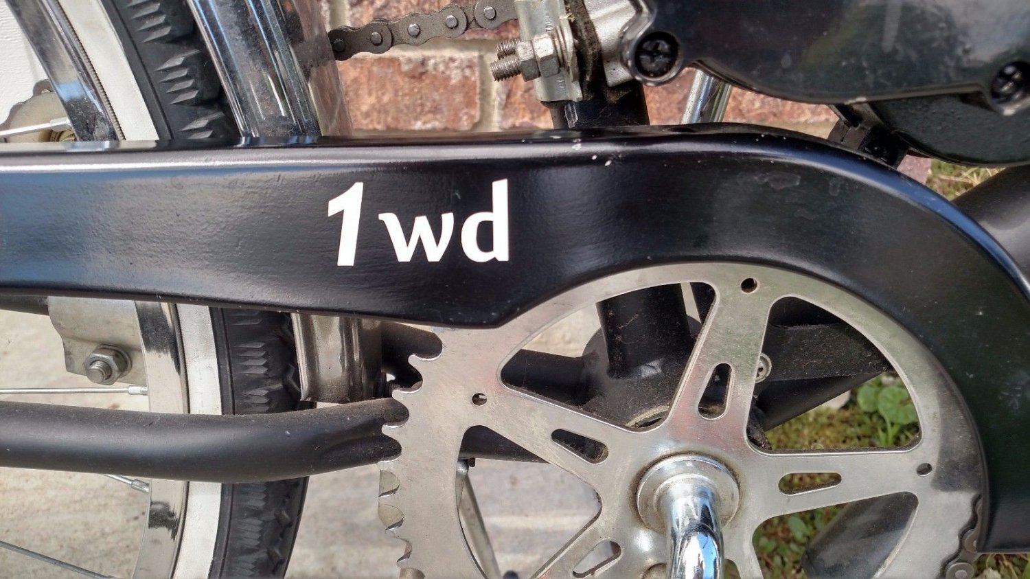 Custom 1WD One Wheel Drive Motorized Bicycle Bike Motorcycle Vinyl Sticker Decal Glossy White