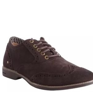 SNEAKY STEVE "Barhill" Tooled Oxford - Brown Suede Lace-Up Shoes  Size 10 $$245